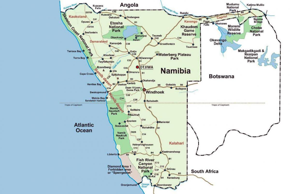 мапата на Намибија